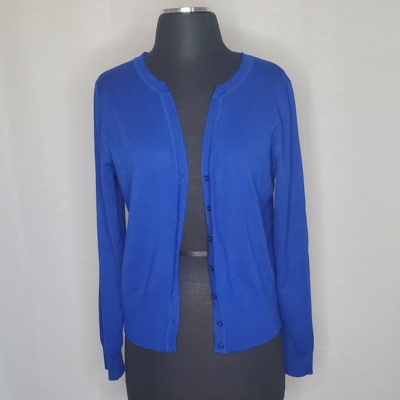 Royal Blue, V-neck, Button-Down Cardigan | Large - Picture 1 of 3